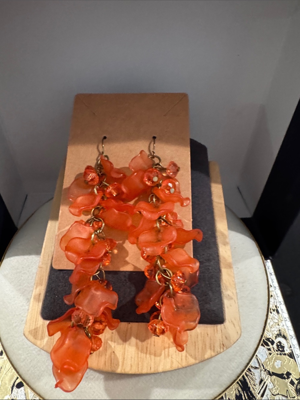 Orange Floral Drop Earrings - Women Jewelry